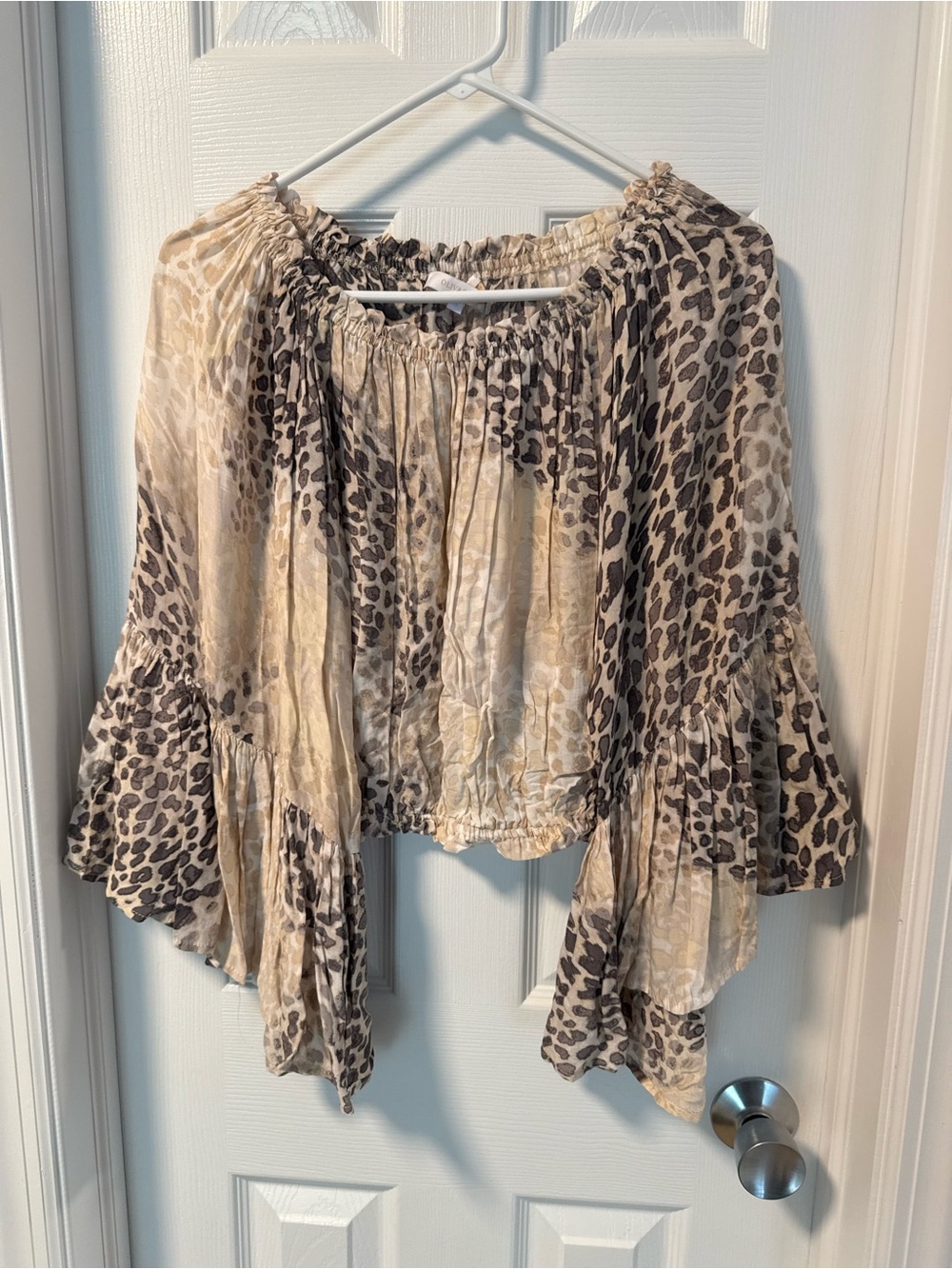 Women's Leopard Print Blouse Elastic Waist